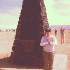 Photo of Filmmaker Melinda Hess at Trinity Site Obelisk